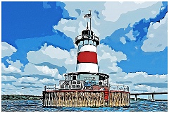 Borden Flats Lighthouse in Massachusetts = Digi Paint